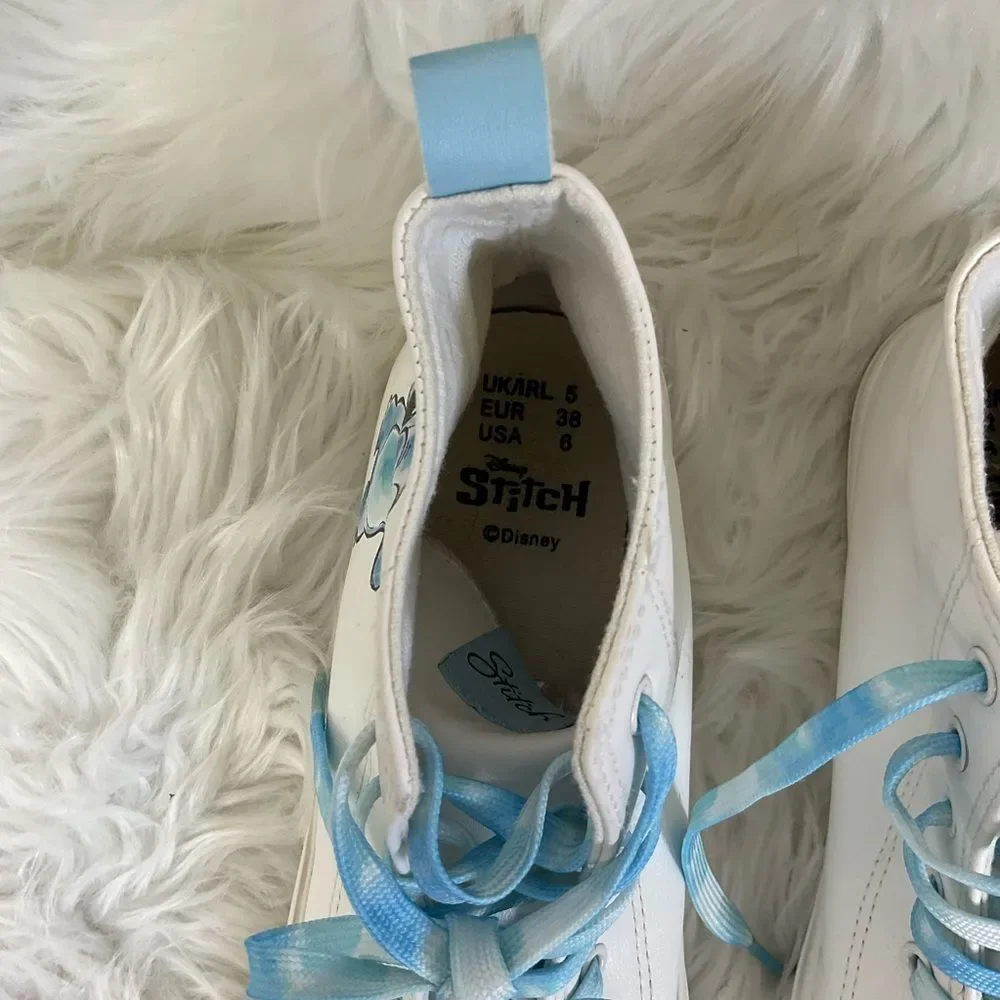 Disney Lilo & Stitch Girls White Blue Lace Up High Top Sneakers Size 6